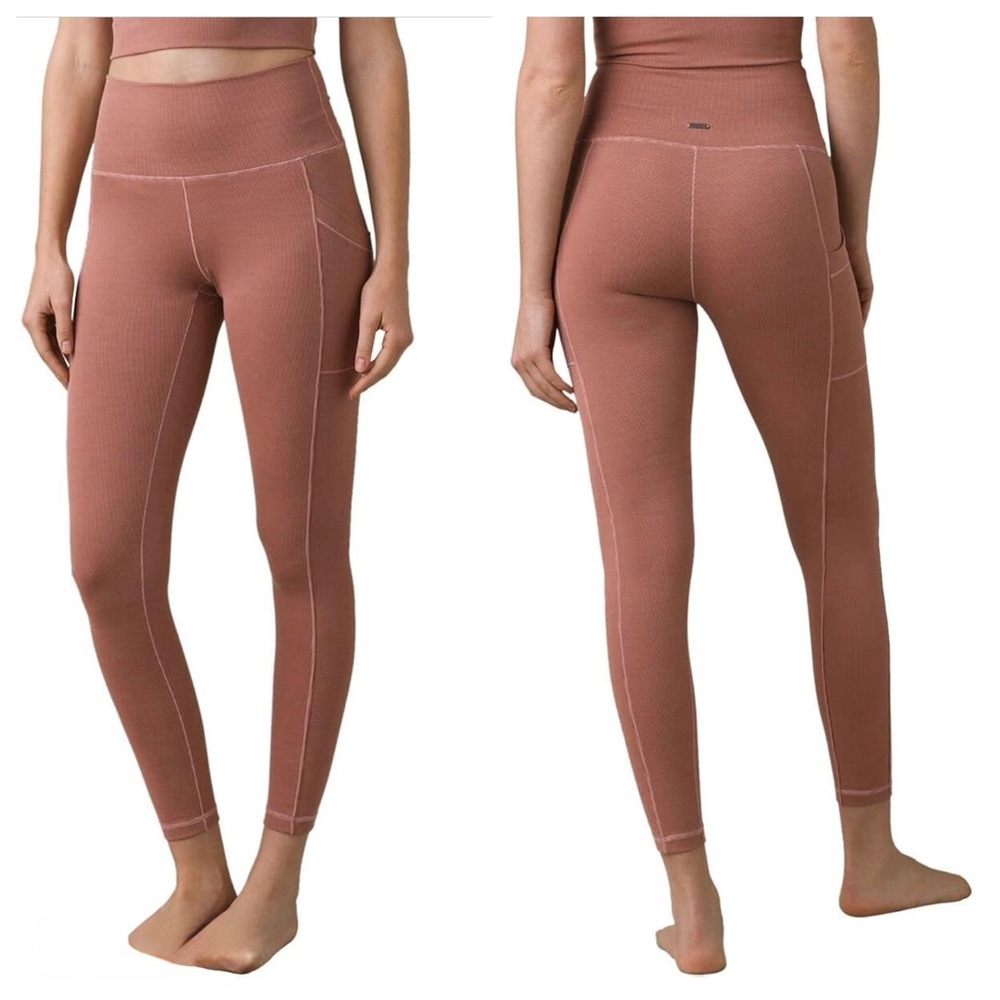 PrAna Becksa Ribbed High-Rise Leggings in Rose Mauve
